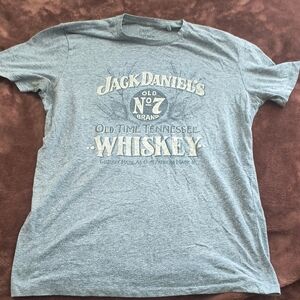 Jack Daniels Blue‑Gray Short Sleeve Whiskey Logo Tee